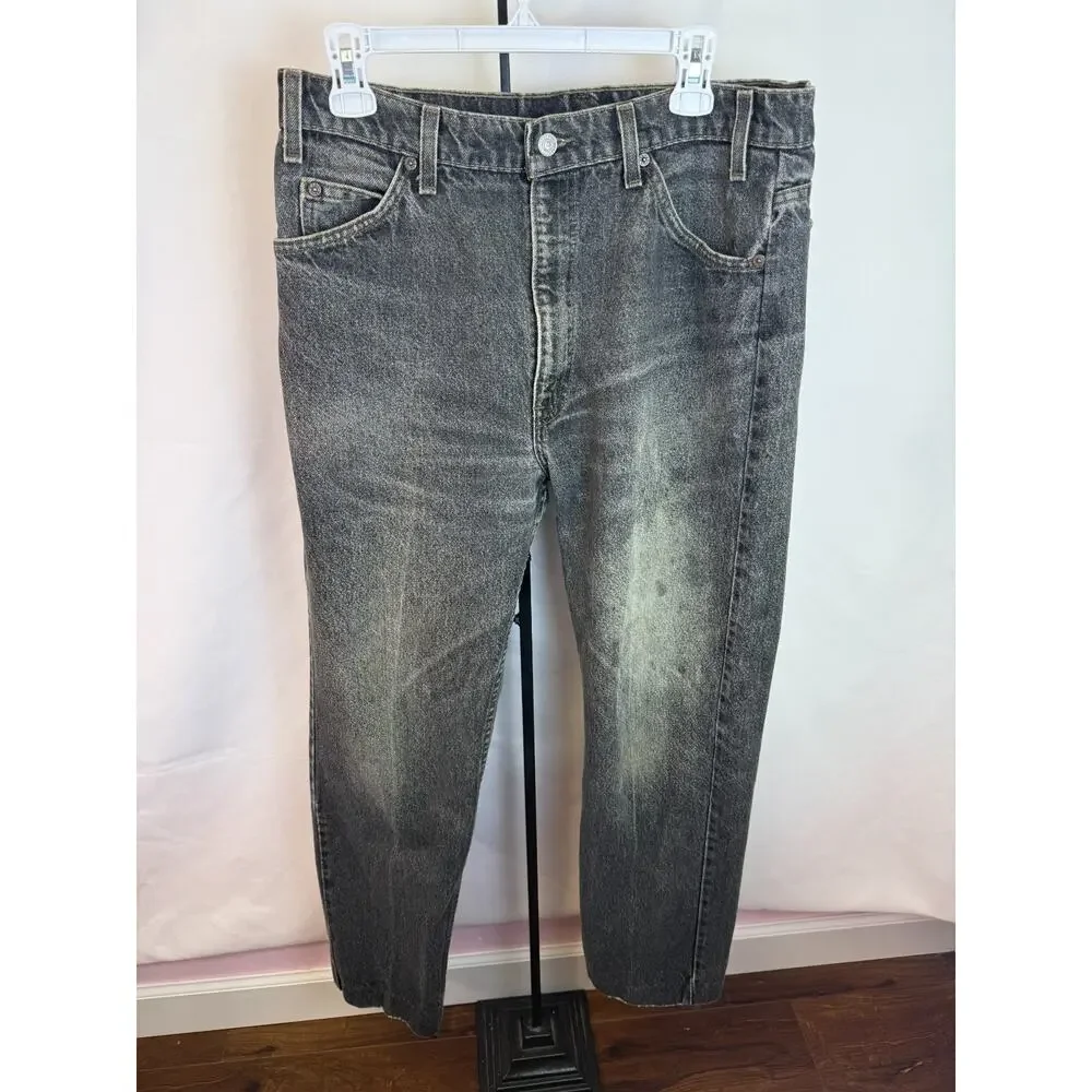 Levi’s 505 Vintage Orange Tab USA Straight Leg Denim Jeans Faded Black W34 L30